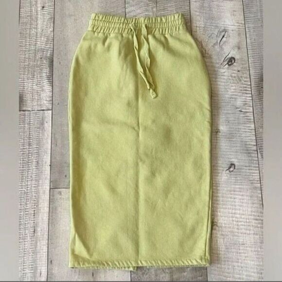Zara Tie Waist Lime Green Sweater Midi Pencil Skirt - Picture 2 of 4